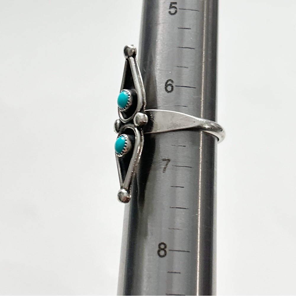 Vintage Southwestern Double Turquoise Snake Eye Sterling Silver Ring - Picture 10 of 10